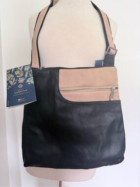 Saint Sabrina Security Handbag Black and Beige Two-Tone
